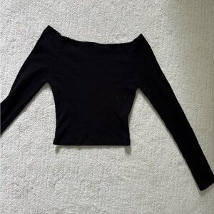 Brandy Melville Black Off-Shoulder Crop Top